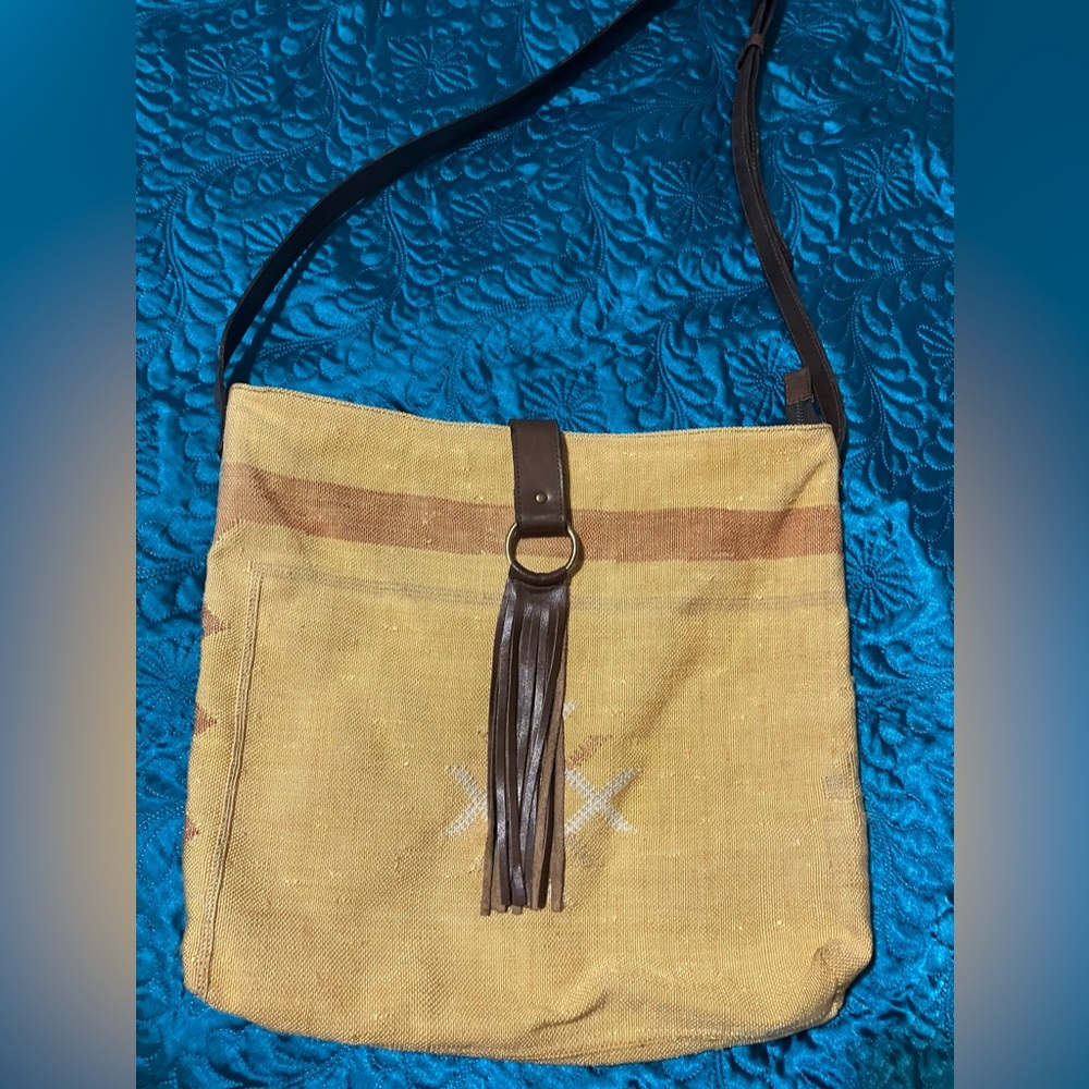 Embroidered canvas handbag by Jade Tribe